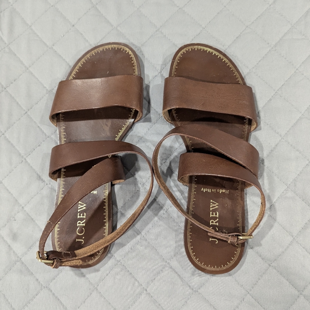 J. CREW Leather Brown Sandals Size 6
